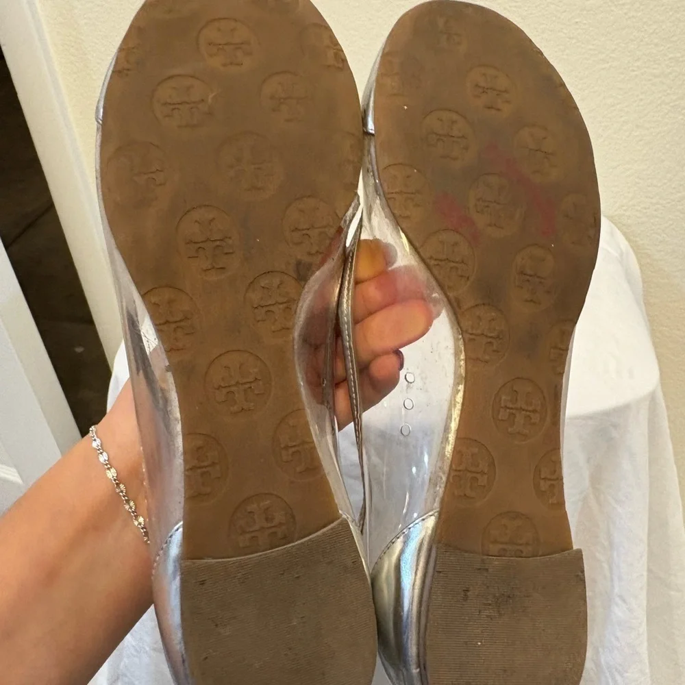 Tory Burch Audrey Flat Clear Silver